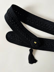 Cintura vintage Nina Ricci nera in passamaneria intrecciata con nappa couture