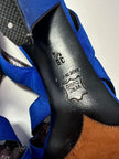 Sandali vintage Yves Saint Laurent con tomaia intrecciata in crêpe bluette