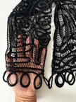 Giacca vintage in seta nera con ricami soutache e alamari