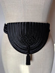 Cintura vintage in passamaneria sautache nera con nappa couture