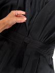 Jumpsuit vintage Emilio Pucci nera con maniche a pipistrello e nappa couture