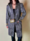 Blazer vintage Gianni Versace in seta goffrata a righe nere e avorio