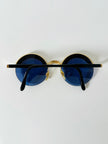 Occhiali da sole vintage Oliver Valentino con montatura gioiello dorata e lenti blu