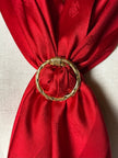 Ferma foulard vintage Yves Saint Laurent in metallo dorato a doppio anello intrecciato