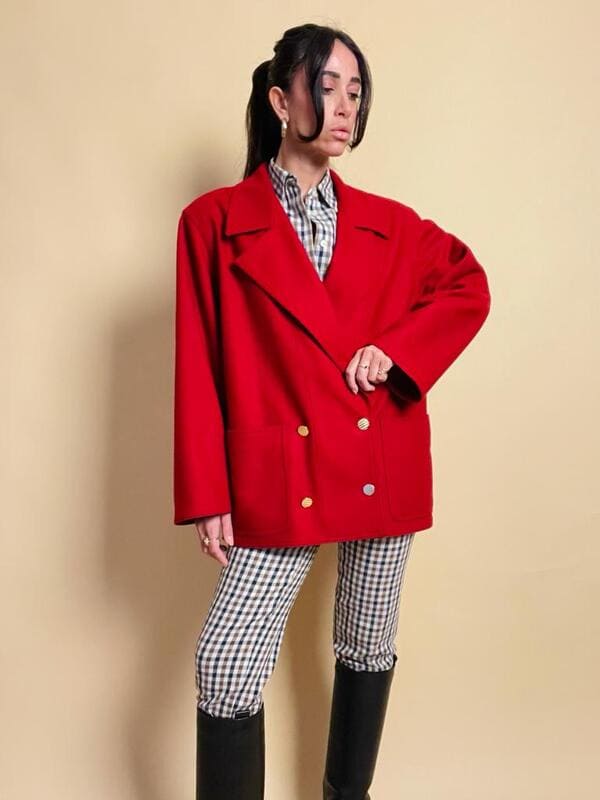 Caban sartoriale in lana rossa
