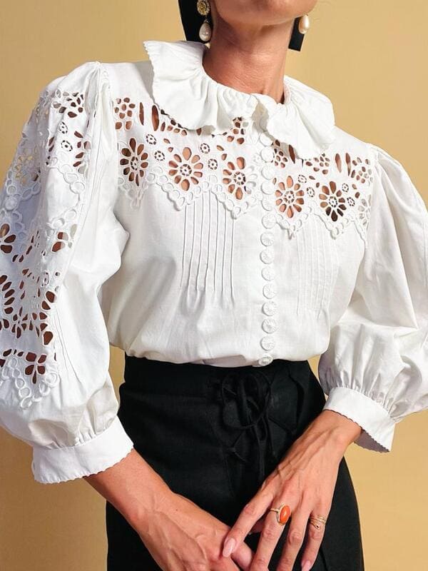 Camicia manche ballon in San Gallo