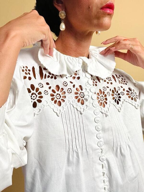 Camicia manche ballon in San Gallo