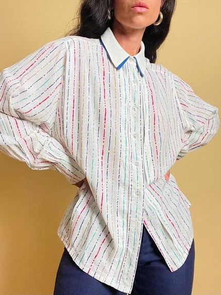 Camicia in lino e cotone con doppio colletto bicolore