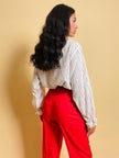 Camicia in lino e cotone con doppio colletto bicolore