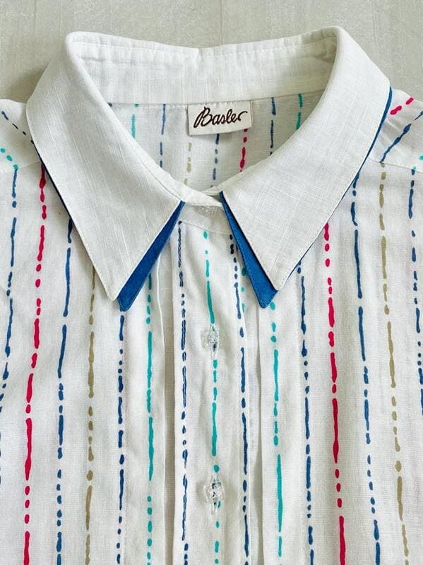 Camicia in lino e cotone con doppio colletto bicolore