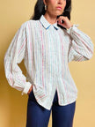 Camicia in lino e cotone con doppio colletto bicolore