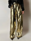 Pantalone vintage Yves Saint Laurent Rive Gauche a palazzo in seta lamé oro
