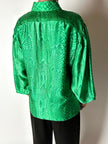 Camicia vintage sartoriale in raso di seta stampa pitone verde smeraldo