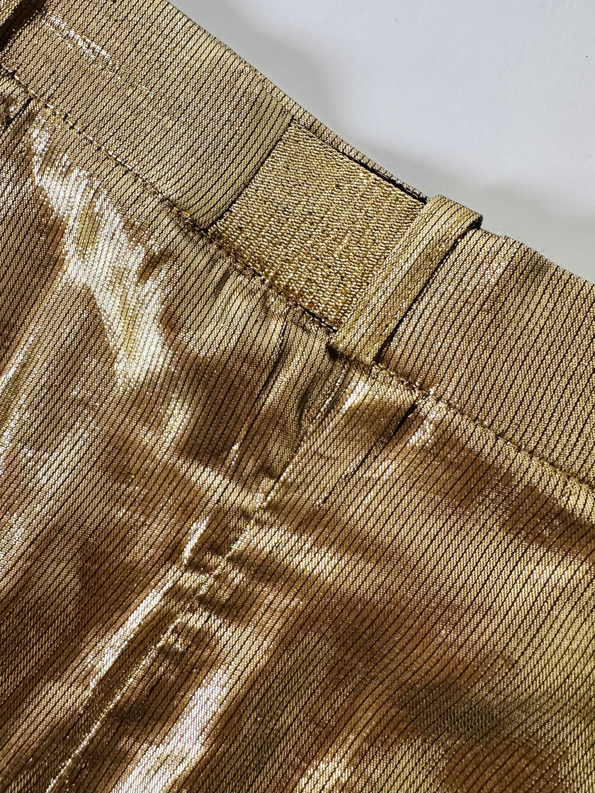 Pantalone vintage Yves Saint Laurent Rive Gauche a palazzo in seta lamé oro