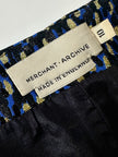 Pantalone a trombetta Merchant Archive in jacquard lamé bluette nero e oro
