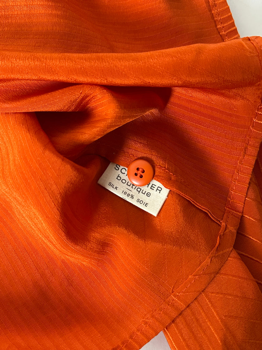 Camicia vintage Scherrer Boutique con nastro al collo in seta jacquard zucca