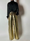 Pantalone vintage Yves Saint Laurent Rive Gauche a palazzo in seta lamé oro