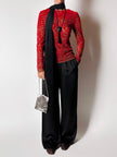 Maglia vintage Jean Paul Gaultier in mesh con stampa in floccato rosso