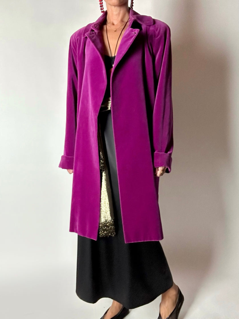 Cappottino vintage Enrico Coveri in velluto viola ciclamino