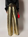 Pantalone vintage Yves Saint Laurent Rive Gauche a palazzo in seta lamé oro