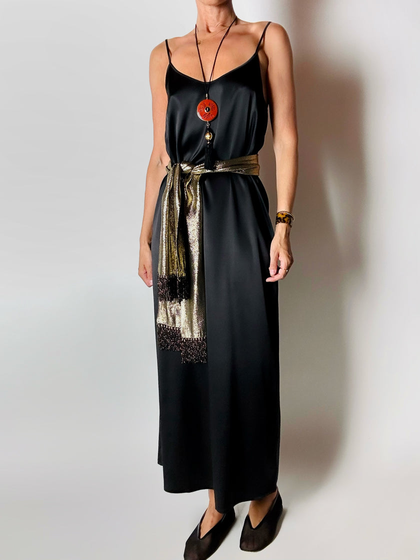 Slip dress Oscalito nero in raso di seta