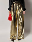 Pantalone vintage Yves Saint Laurent Rive Gauche a palazzo in seta lamé oro
