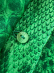 Camicia vintage sartoriale in raso di seta stampa pitone verde smeraldo