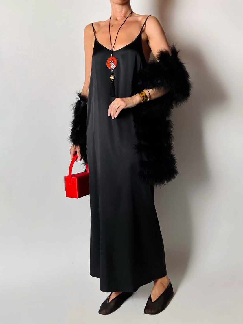 Slip dress Oscalito nero in raso di seta