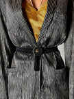 Cintura vintage Nina Ricci Paris in passamaneria elastica nera con fibbia gioiello e nappa couture