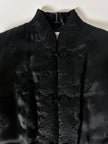 Giacca vintage tradizionale cinese in raso jacquard nero con alamari