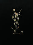 Maglia vintage Yves Saint Laurent Variation in ciniglia nera con logo YSL in strass