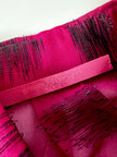 Camicia vintage Emanuel Ungaro in chiffon fucsia e lamé nero con volant plissé