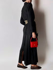 Mini bag vintage Versace Profumi in raso rosso con borchia medusa