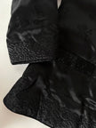 Giacca vintage tradizionale cinese in raso jacquard nero con alamari