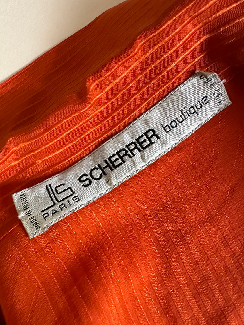 Camicia vintage Scherrer Boutique con nastro al collo in seta jacquard zucca