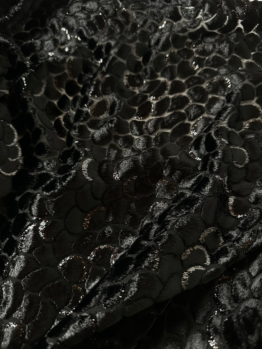 Giacca vintage Valeria Ferri in velluto di seta dévoré nero e lurex