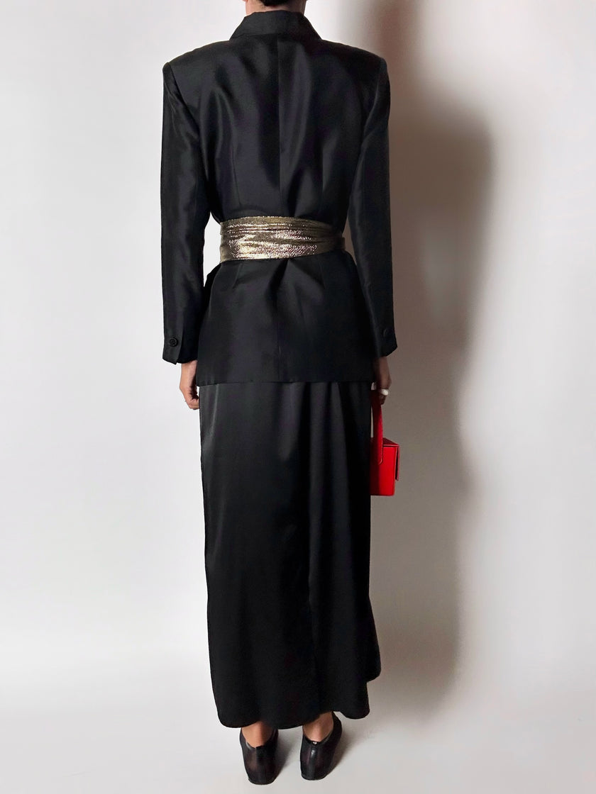 Slip dress Oscalito nero in raso di seta