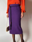 Gonna longuette Letizia De Meo in maglia viola a coste