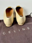 Ballerine vintage Celine Paris in pelle avorio con medaglioni dorati logati