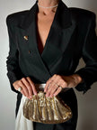 Blazer vintage Episode in shantung di seta nera con bottoni in passamaneria