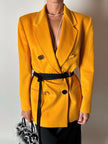 Blazer vintage Genny in cashmere giallo becco d’oca con bottoni gioiello dorati