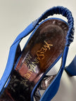 Sandali vintage Yves Saint Laurent con tomaia intrecciata in crêpe bluette
