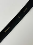 Cintura vintage Yves Saint Laurent in camoscio nero con maxi fibbia oro logata YSL