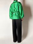 Camicia vintage sartoriale in raso di seta stampa pitone verde smeraldo