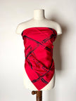 Foulard vintage Christian Dior in seta rossa con stampa bambù nera e maxi firma