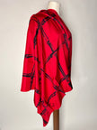 Foulard vintage Christian Dior in seta rossa con stampa bambù nera e maxi firma