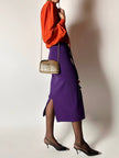 Gonna longuette Letizia De Meo in maglia viola a coste