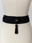 Cintura vintage Nina Ricci nera in passamaneria intrecciata con nappa couture