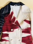 Cappotto redingote in lana fantasia astratta