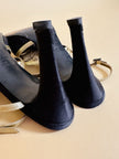 Scarpe in raso nero e pelle oro 